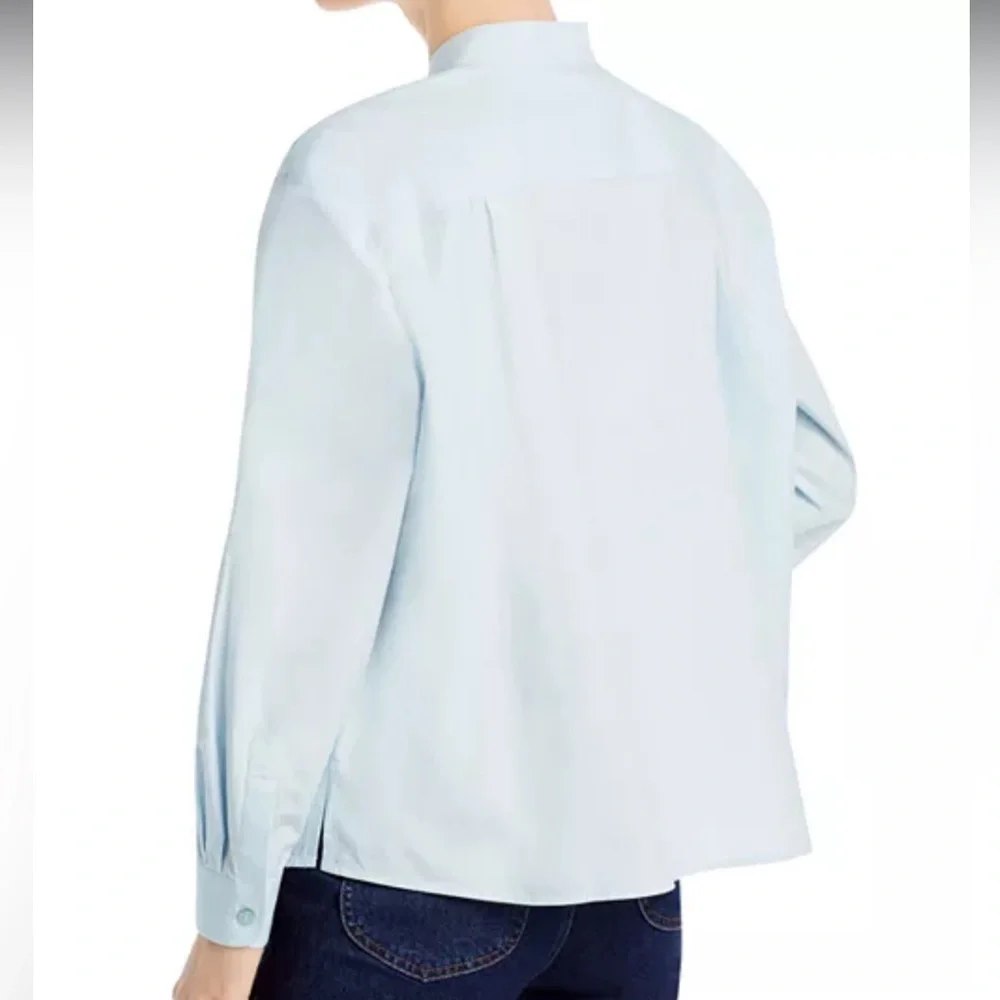 🆕 TORY BURCH Spring Blue Poplin Pleated Shirt | Women’s Size 0 | NWT